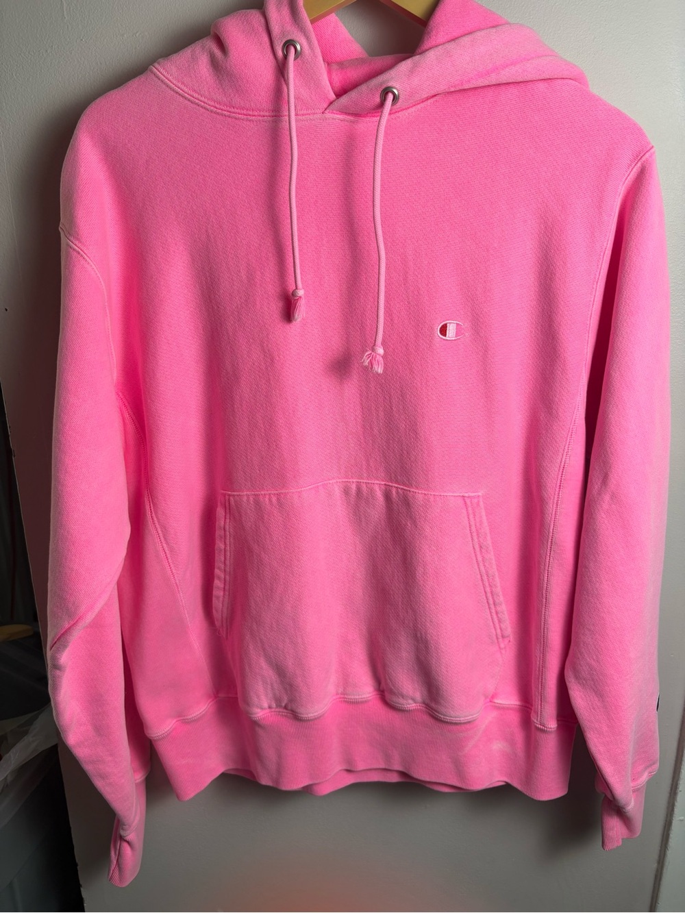 Champion Hot Pink Reverse Weave Hoodie Faded/Washed Men’s Medium/Womens Large